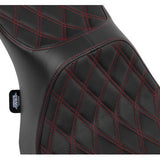 DRAG SPECIALTIES Predator III 2-Up Seat - Double Diamond - Red Stitching - FLT/FLH '23-'24 0801-1933