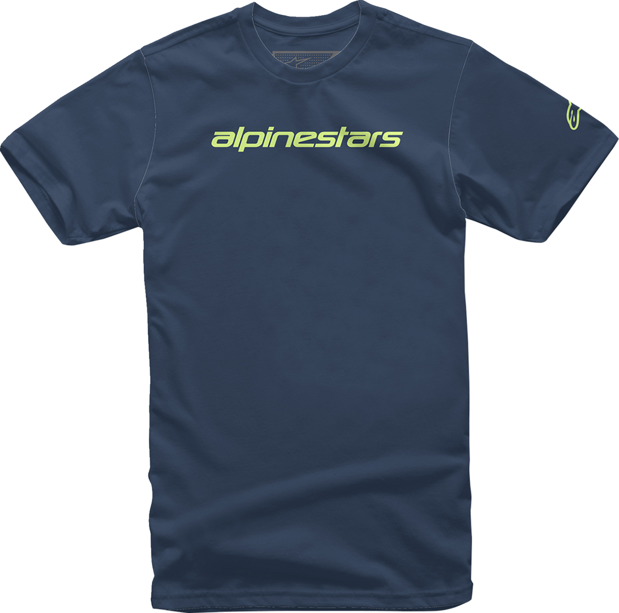 ALPINESTARS Linear Wordmark T-Shirt - Navy/Lime - Medium 1212-720207036M