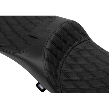 DRAG SPECIALTIES SEATS Extended Reach Freedom Seat - Vinyl - Double Diamond - Black Stitch - FLT/FLH '09-'24 0801-1980
