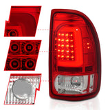 ANZO 1997-2004 Dodge Dakota LED Taillights Chrome Housing Red Lens Pair 311349