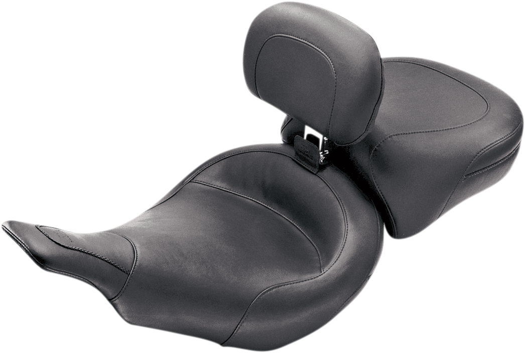 MUSTANG Wide Solo Seat - With Backrest - Black - Smooth - FLT '97-'07 79127