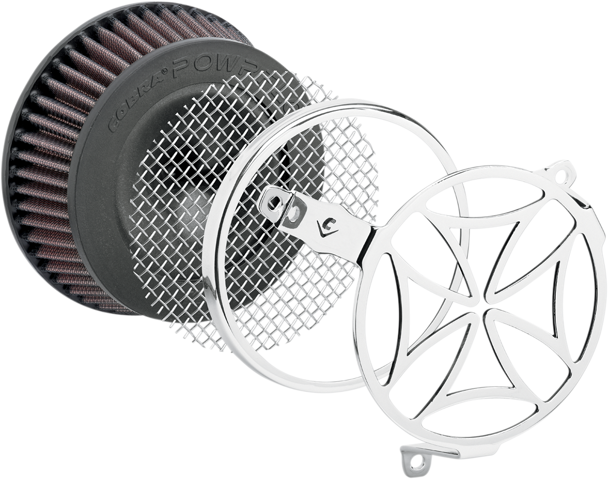 COBRA Air Filter - Cross - Chrome 606-0100-02-SB