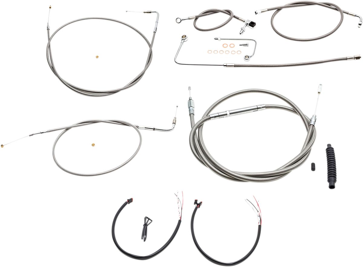 LA CHOPPERS Handlebar Cable/Brake Line Kit - Complete - 18" - 20" Ape Hanger Handlebars - Stainless LA-8151KT2A-19