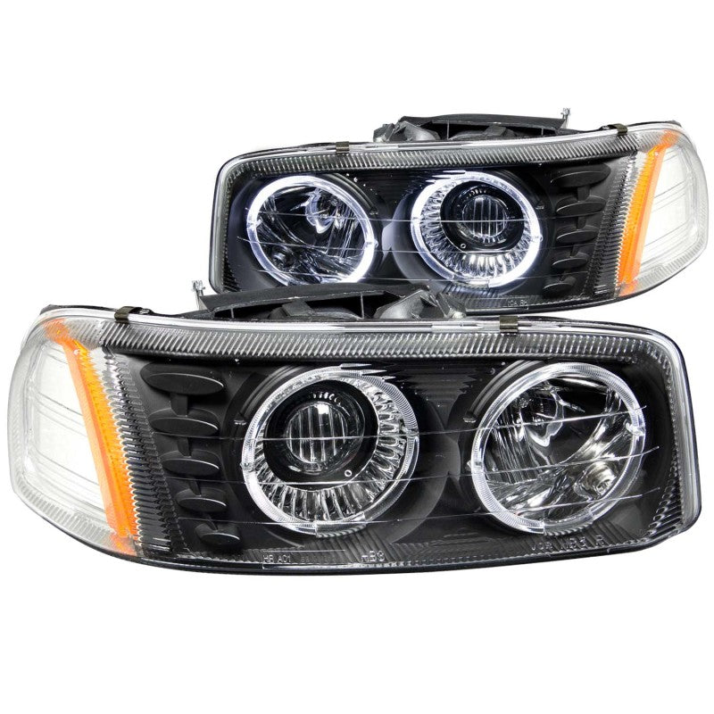 ANZO 1999-2006 Gmc Sierra 1500 Projector Headlights w/ Halo Black 111192