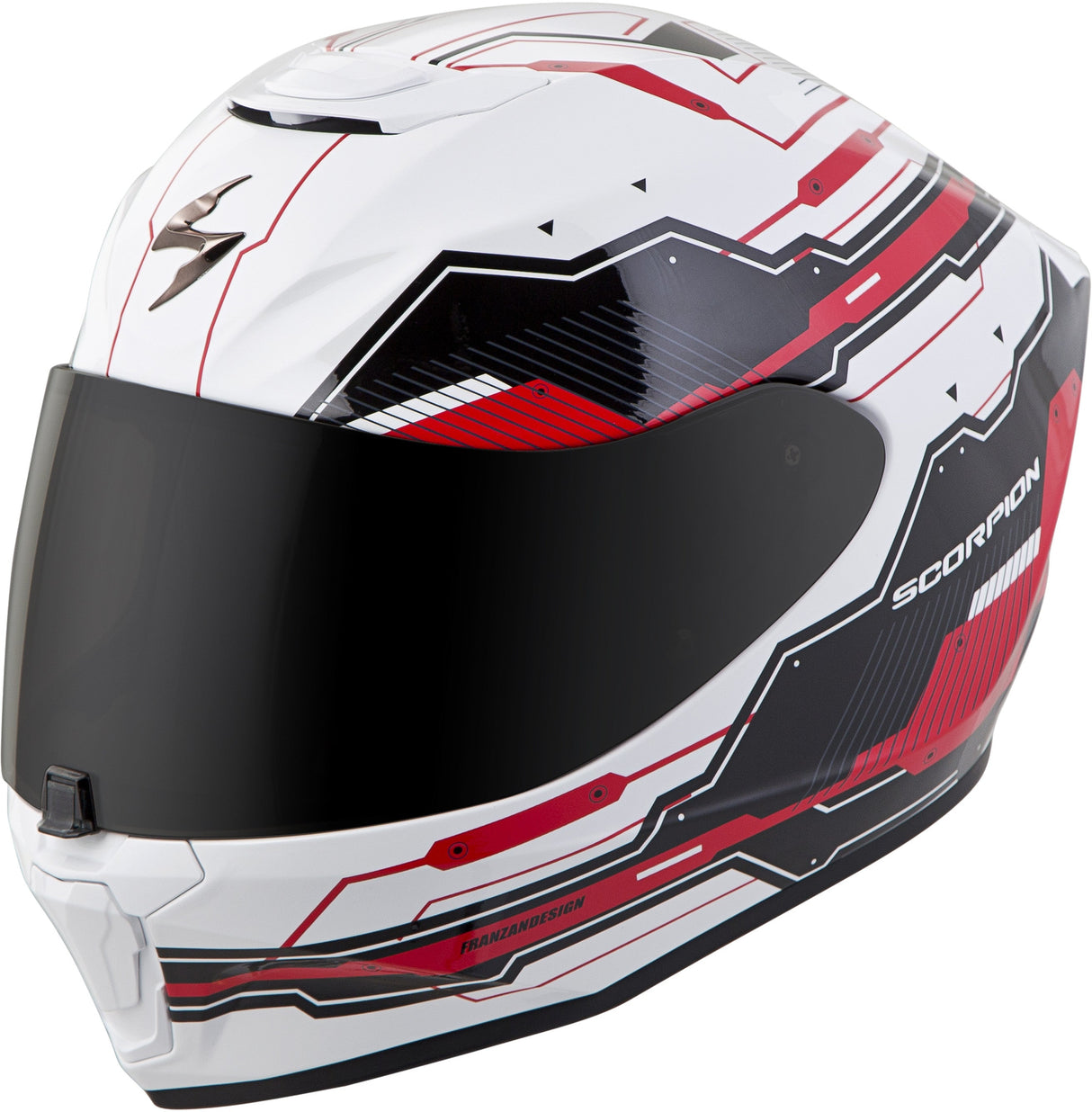 SCORPION EXO Exo-R420 Full-Face Helmet Techno White/Red Md 42-1034