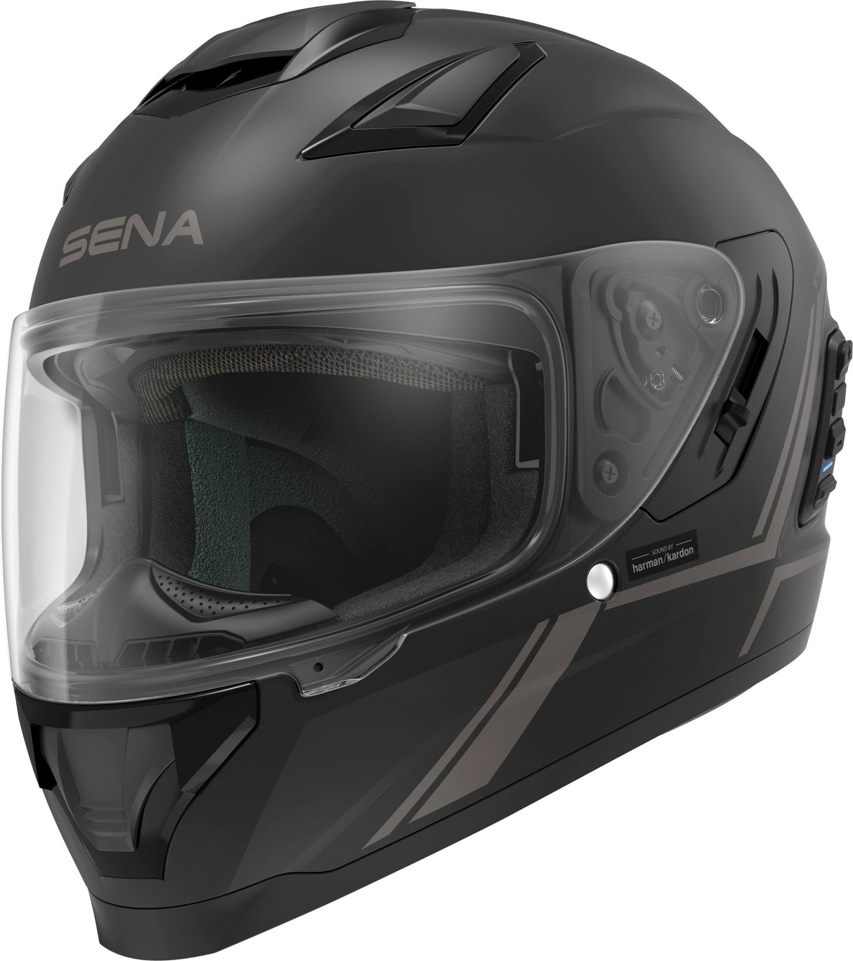 SENA Stryker Full Face Helmet With Mesh Intercom Matte Black Sm STRYKER-MB00S1