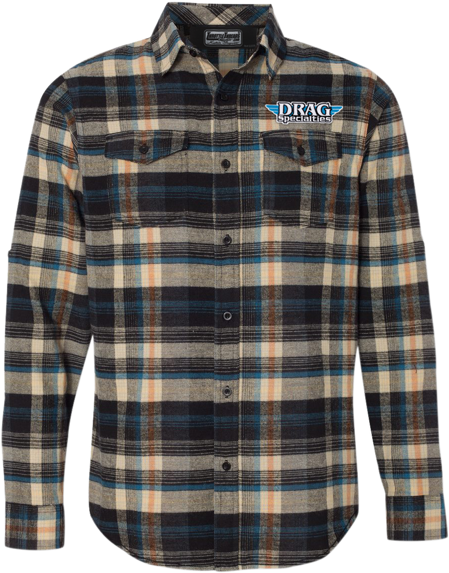 THROTTLE THREADS Drag Specialties Plaid Flannel Shirt - Khaki - Medium DRG25S82KHMR