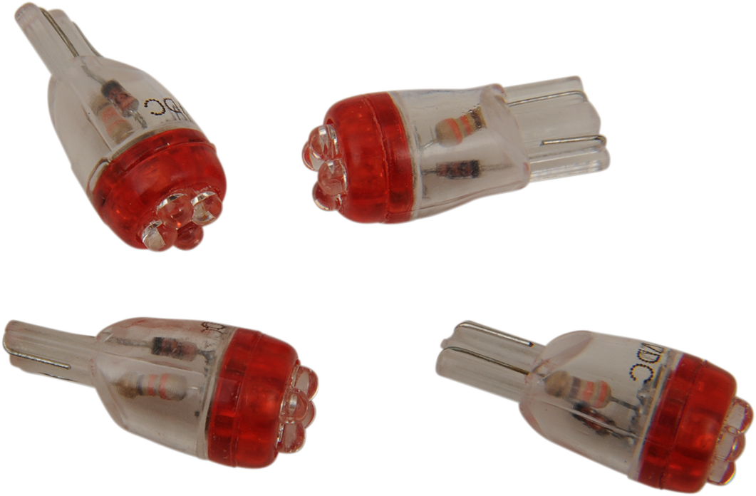 DRAG SPECIALTIES Mini Wedge LED Bulbs - Red T10-4LEDR-HC