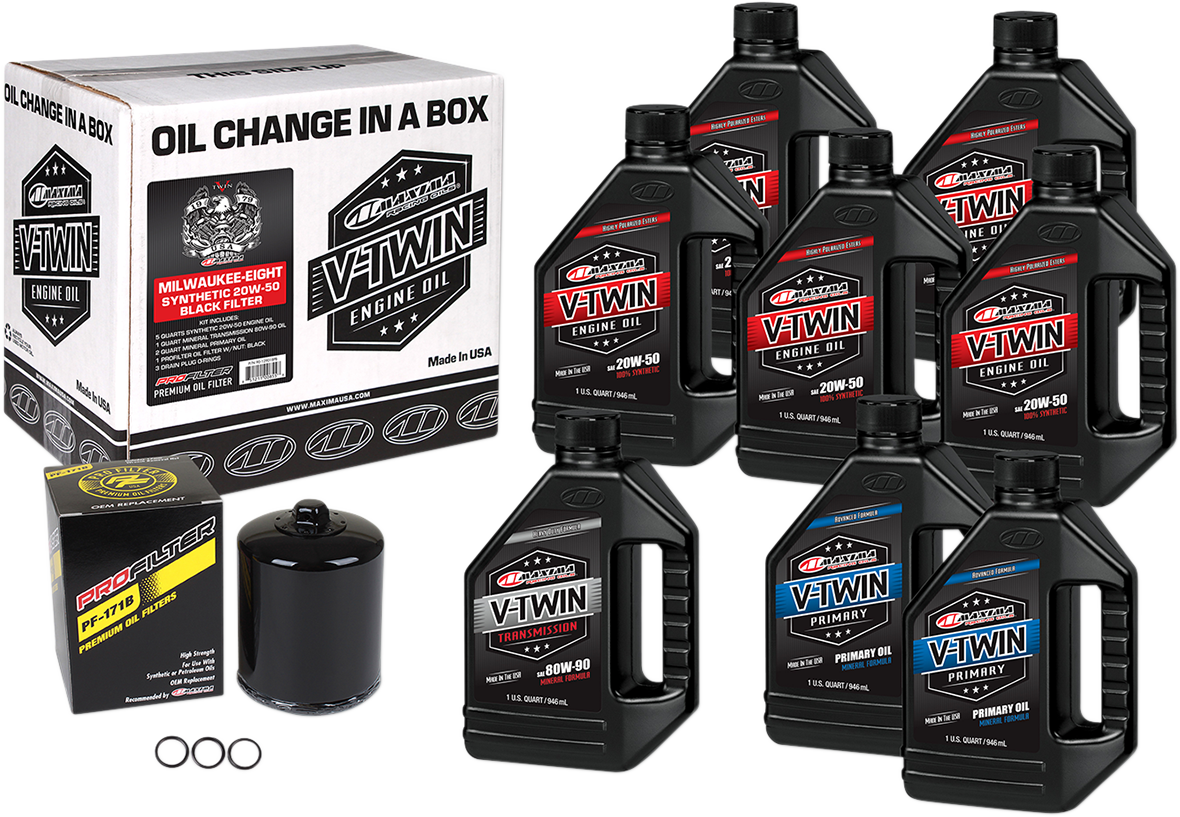 MAXIMA RACING OIL M8 Synthetic 20W-50 Oil Change Kit - Black Filter 90-129018PB