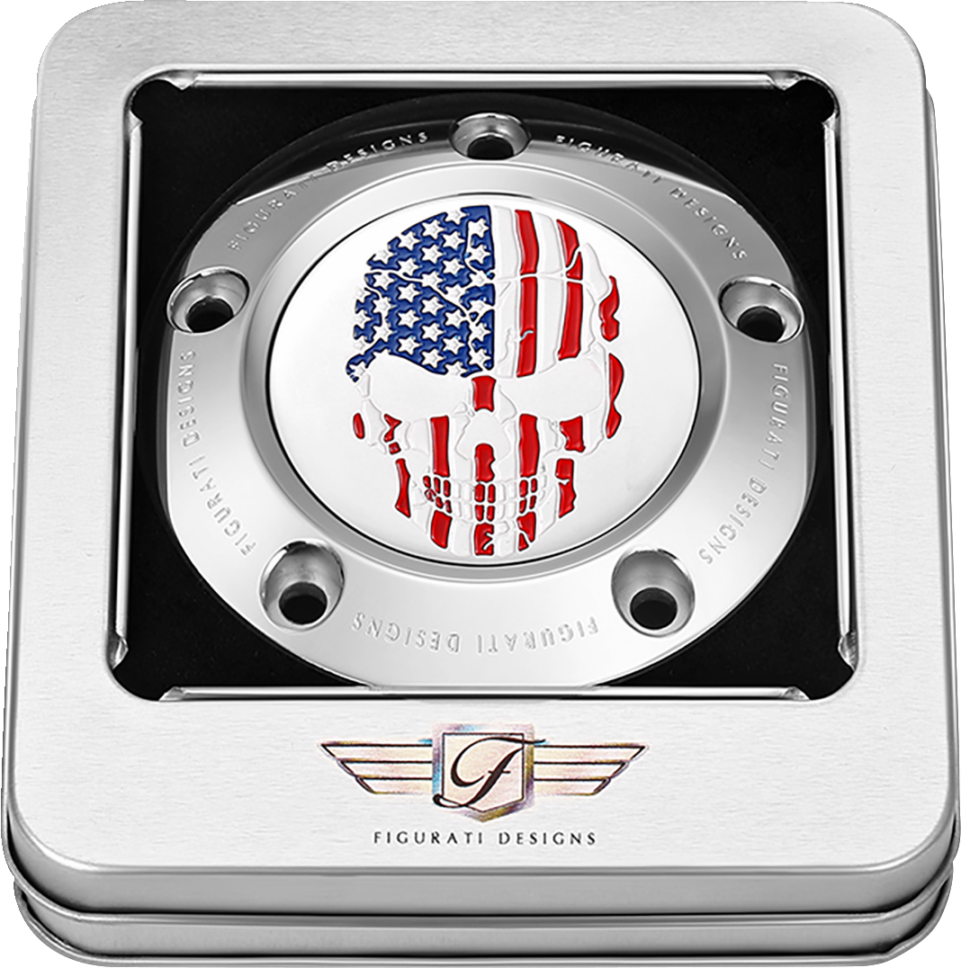 FIGURATI DESIGNS Timing Cover - 5 Hole - Skull - Stainless Steel FD24-TC-5H-SS