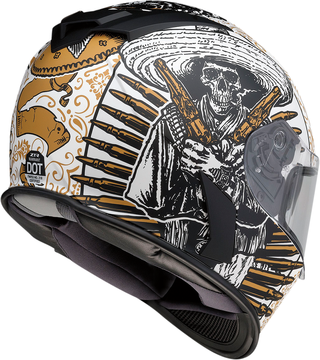 Z1R Warrant Helmet - Sombrero - White/Gold - Small 0101-14165