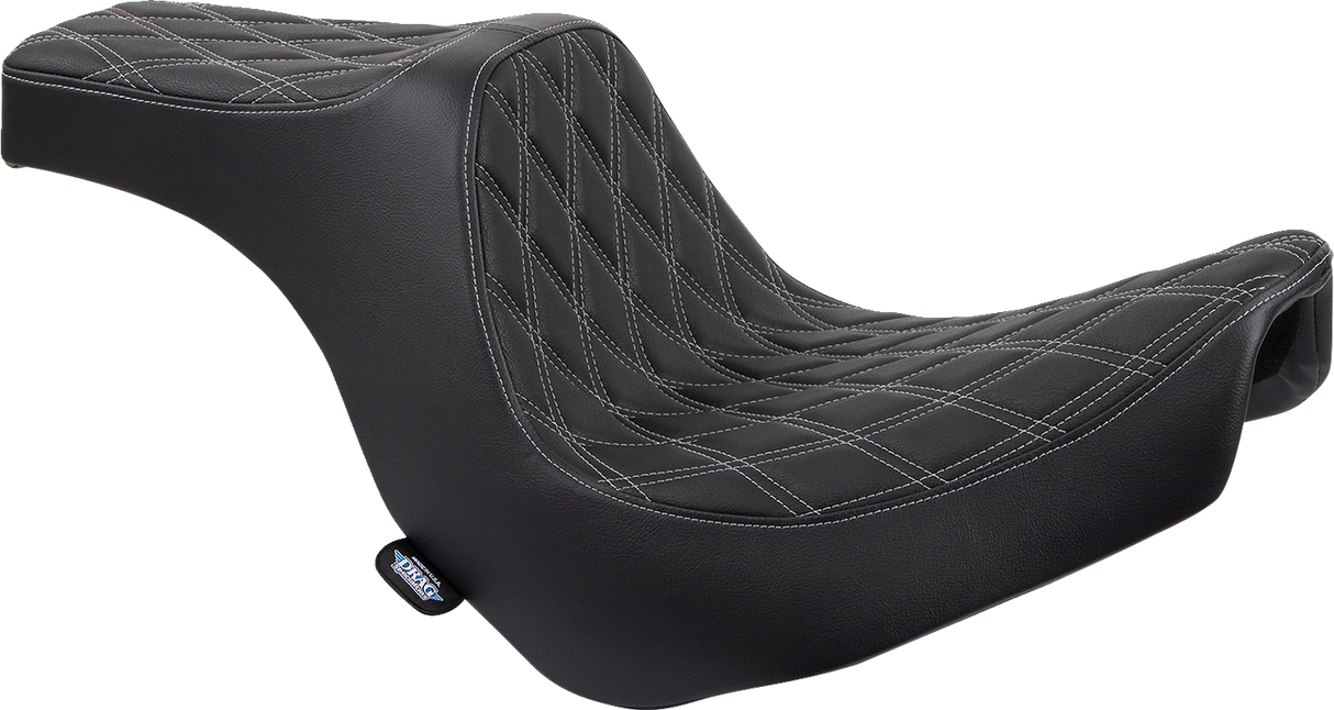 DRAG SPECIALTIES Predator III Seat - Double Diamond - Black w/ Silver Stitching - FL/FX '18-'22 0802-1493