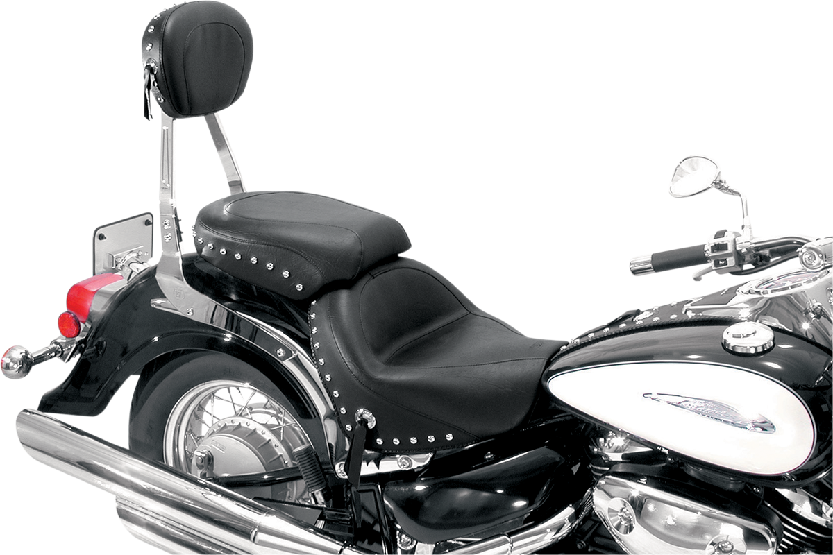 MUSTANG Seat - Wide - Touring - Without Backrest - Two-Piece - Chrome Studded - Black w/Conchos 75810