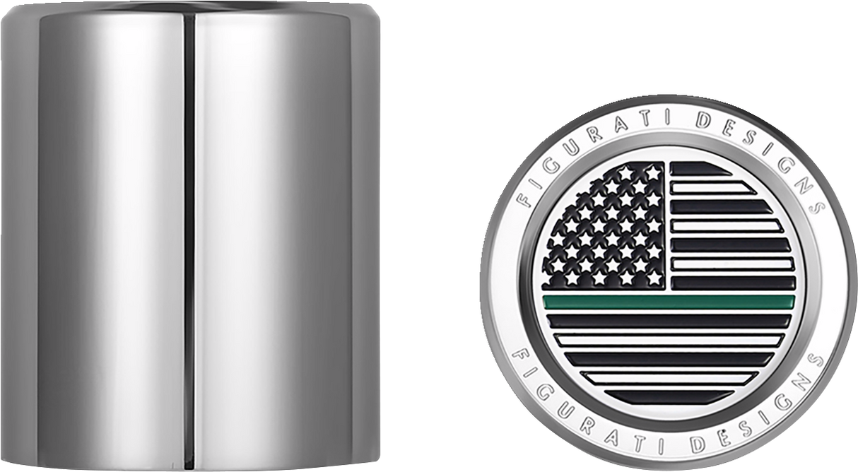 FIGURATI DESIGNS Docking Hardware Covers - American Flag - Green Line - Short - Stainless Steel FD72-DC-2530-SS