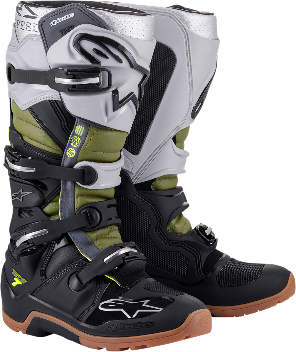 ALPINESTARS Tech 7 Enduro Boots - Black/Silver/Green - US 8 2012114-1916-8