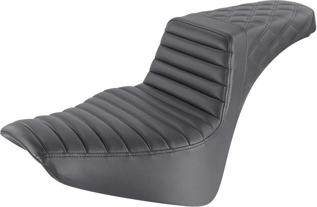 SADDLEMEN Step-Up Seat - Front Tuck-n-Roll/Rear Lattice Stitch - Black 818-33-176