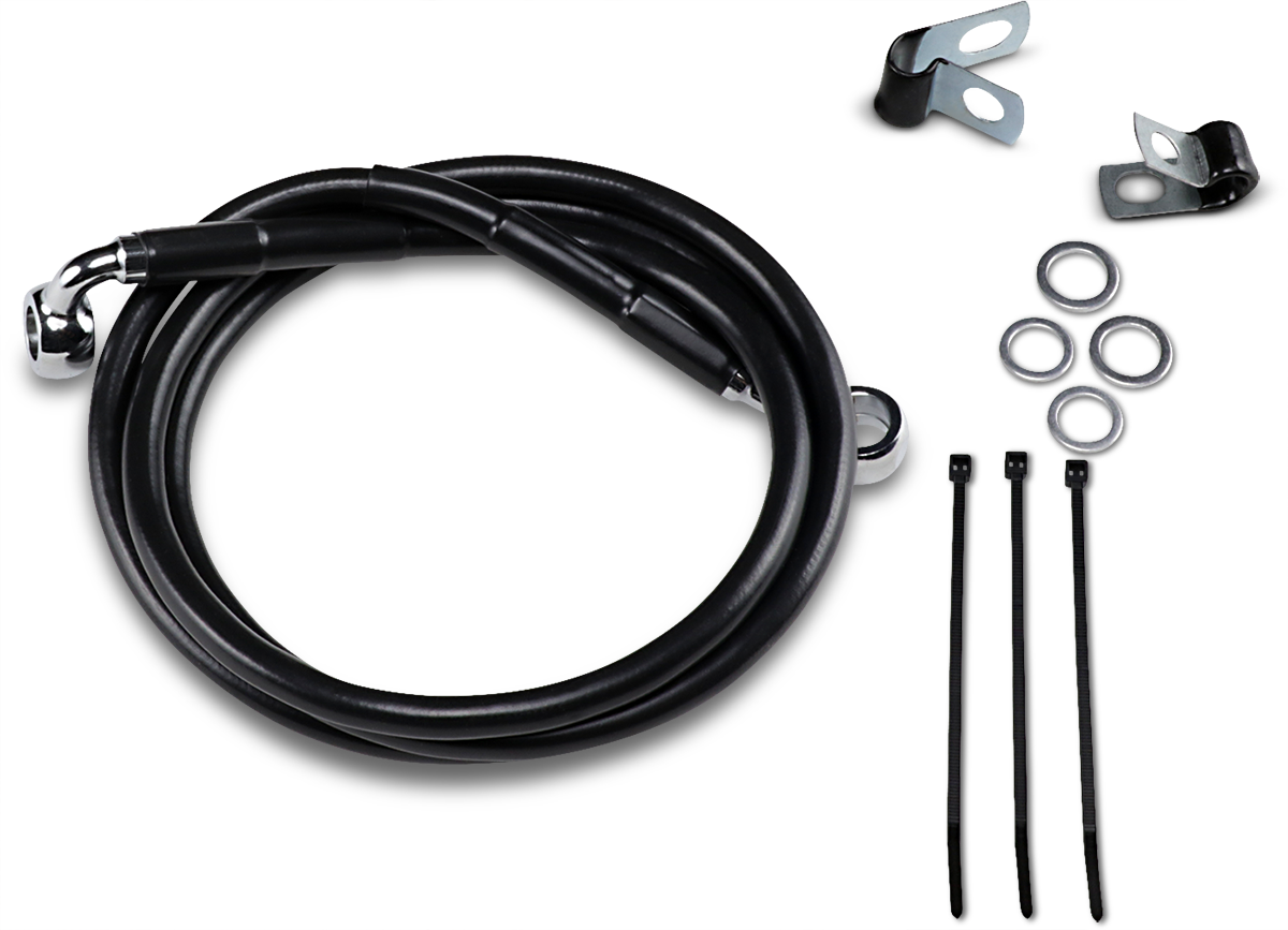 DRAG SPECIALTIES Brake Line - Front - Black - +4" - '99-'07 FXST 640210-4BLK