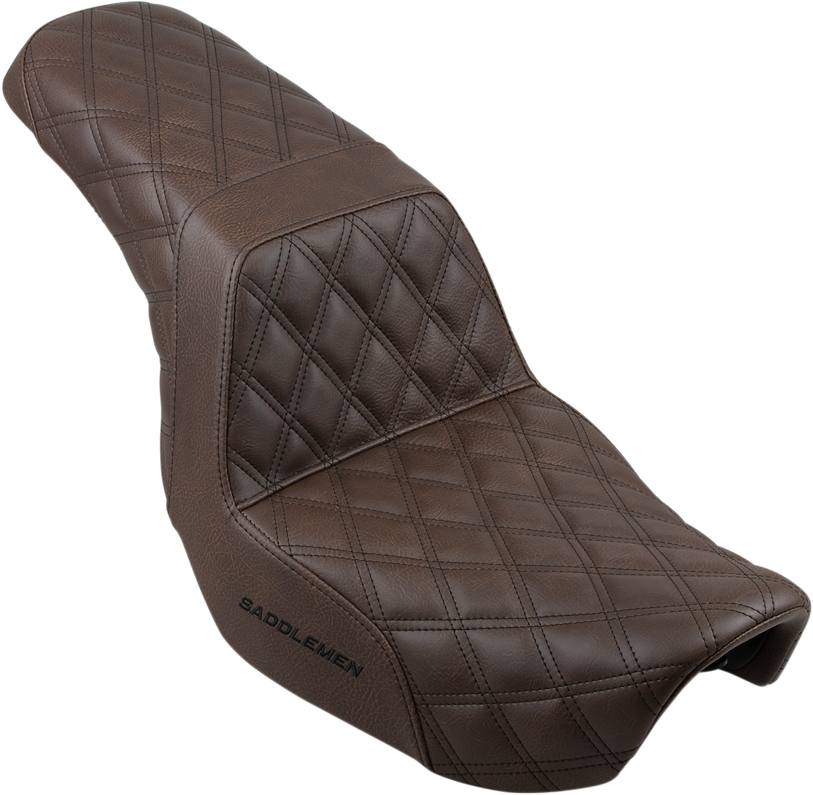 SADDLEMEN Step-Up Seat - Full Lattice Stitch - Brown - Dyna 806-04-175BR