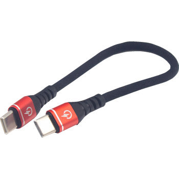 RidePower Male USB-C to Male USB-C Cable - Phone Charger - Heavy-Duty - 7-1/2" - Black/Red RPUSBCUSBC75