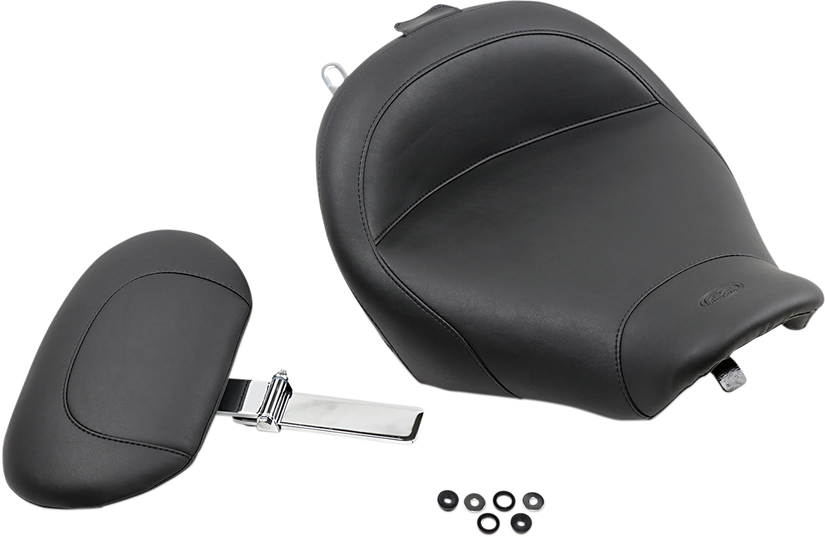 MUSTANG Wide Solo Seat - With Backrest - Vintage - Black - Smooth - Road King '97-'07 79100