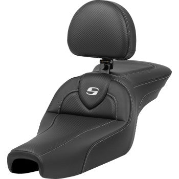 SADDLEMEN Roadsofa™ Seat - with Backrest - Carbon Fiber - XL '04-'22 807-11-185BR