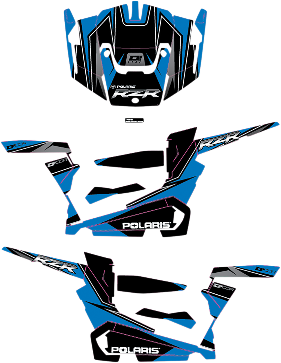 D'COR VISUALS Complete Graphics Kit - Blue/Black - 2-Door - RZR 20-60-108