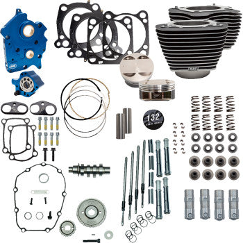 S&S CYCLE 132" Power Package Engine Performance Kit - Gear Drive - Water Cooled - Highlighted Fins - M8 310-1230