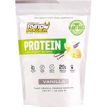 RYNO POWER Plant-Based Protein Powder - Vanilla - 1 lb - 10 Servings 1LB-PLNT-VAN