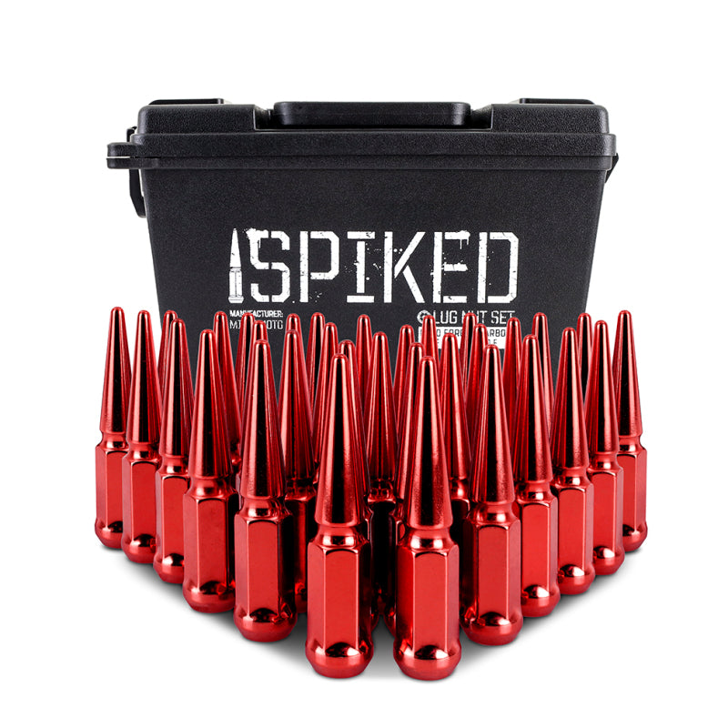 Mishimoto Mishimoto Steel Spiked Lug Nuts M14 x 1.5 32pc Set Red MMLG-SP1415-32RD