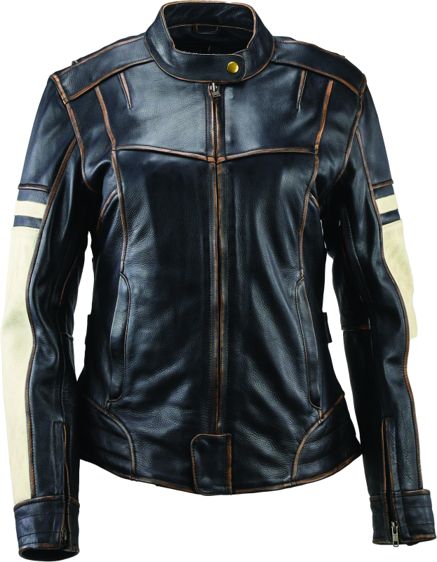 River Road Dame Vintage Leather Jacket Black Womens - Medium 94389