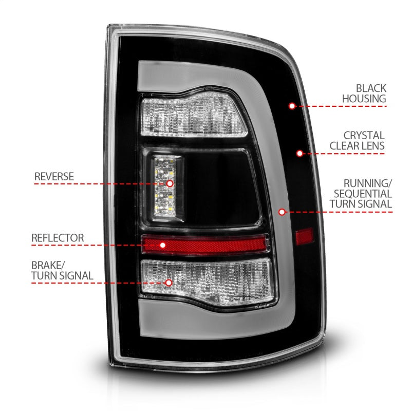 ANZO 09-18 Dodge Ram 1500 Sequential LED Taillights Black 311469