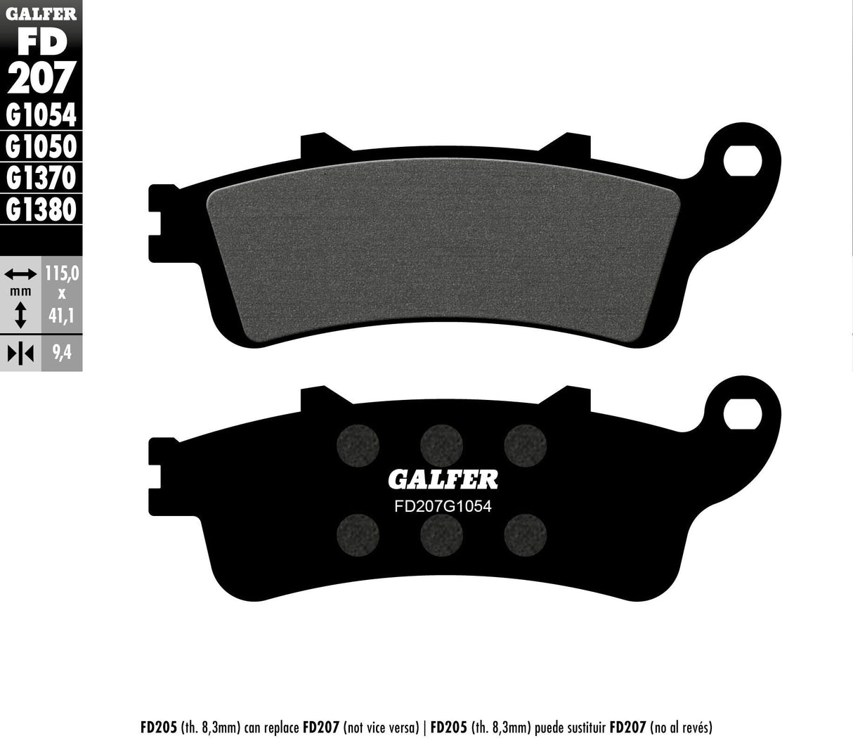 GALFER Brake Pads Semi Metallic Fd207g1054 FD207G1054