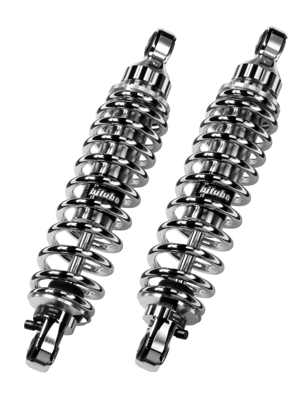 Bitubo WME0 Twinshocks Adjustable: Spring Preload, Rebound, Length 336mm, Chrome Edition