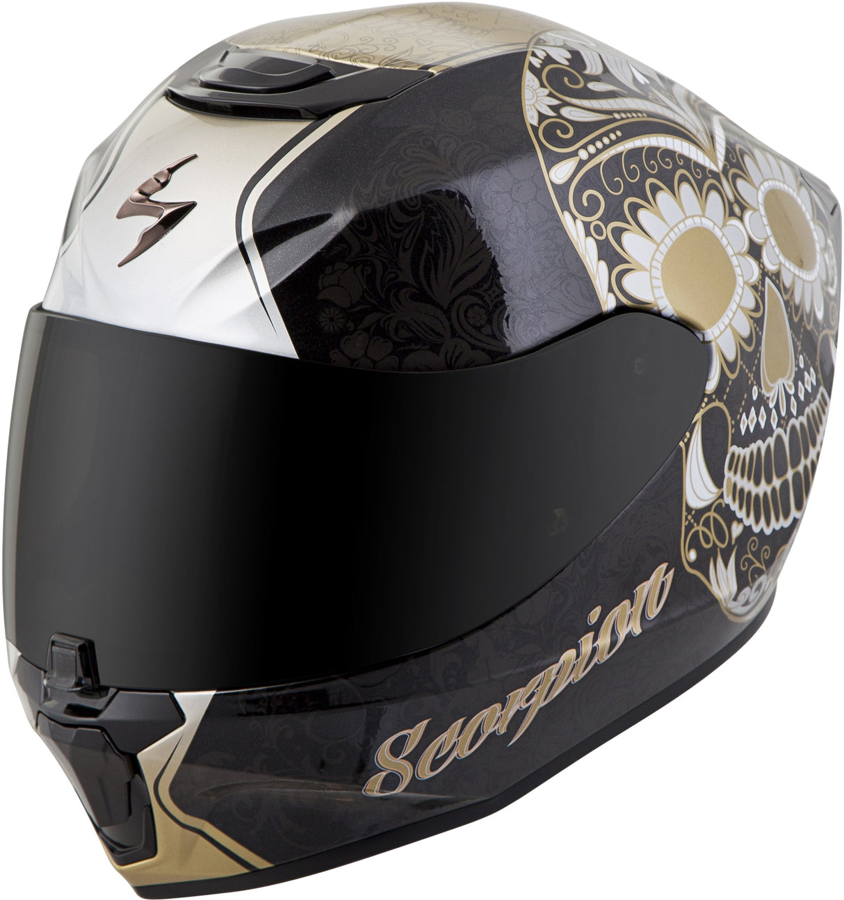 SCORPION EXO Exo-R420 Full-Face Helmet Sugarskull Black/Gold Xl 42-1226