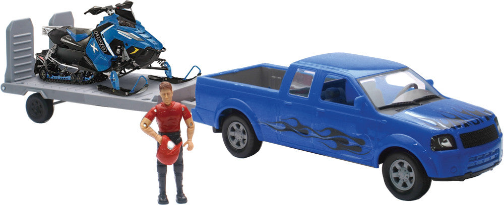 NEW-RAYReplica 1:18 Trk/Trailer/Sled Truck Blue/Polaris BlueSS-37406