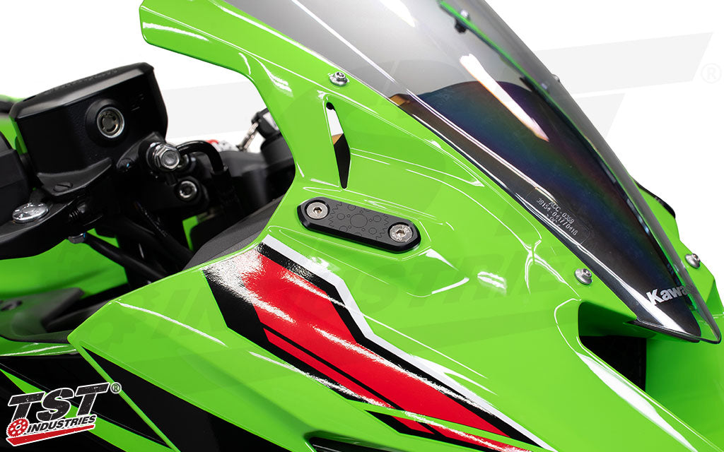 TST Mirror Block Off Plates for Select Kawasaki Ninja Motorcycles 10229=1