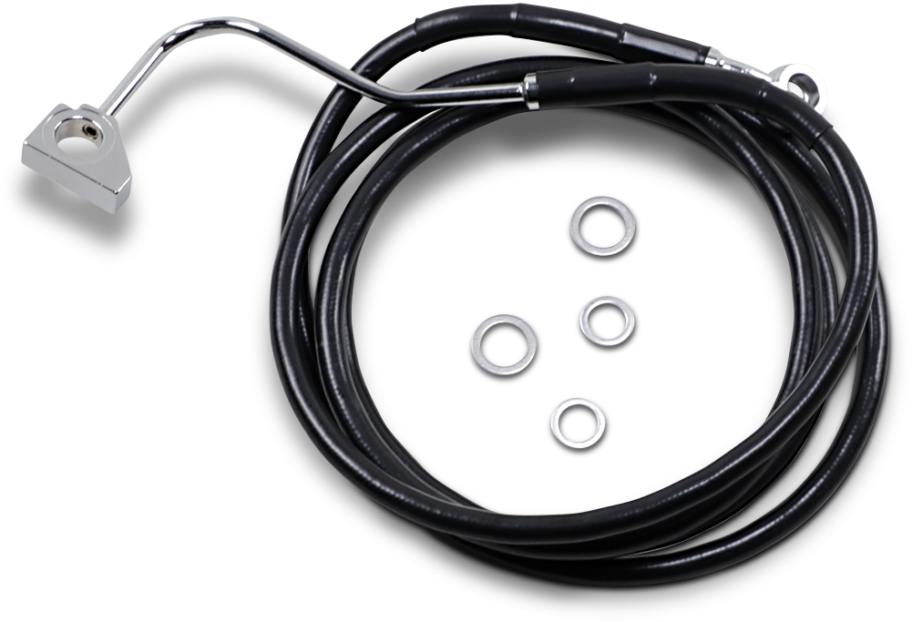 DRAG SPECIALTIES Brake Line - Front - Black - +10" with ABS 614220-10BLK