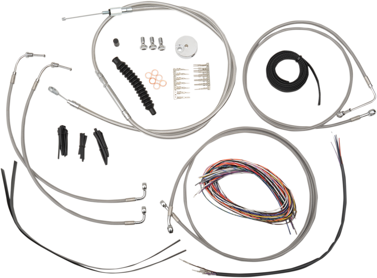 LA CHOPPERS Handlebar Cable/Brake Line Kit - Complete - 18" - 20" Ape Hanger Handlebars - Stainless LA-8051KT2-19