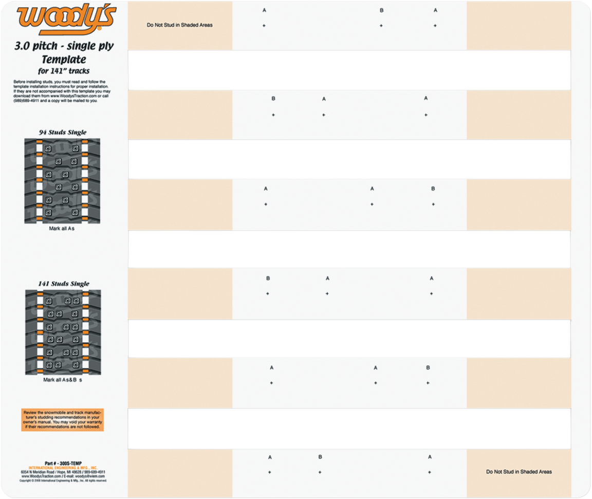 WOODY'S Template - Arctic Cat - 3.00 Pitch 300S-TEMP