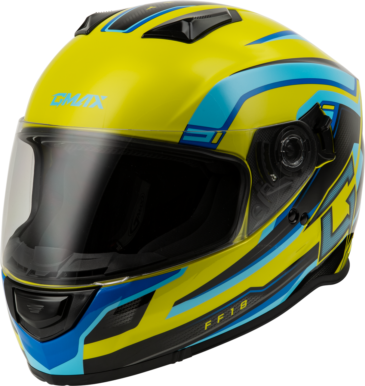 GMAX Ff-18 Drift Helmet Yellow/Blue/Black 2x F11811378