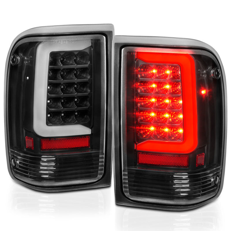 ANZO 1993-1997 Ford  Ranger LED Tail Lights w/ Light Bar Black Housing Clear Lens 311359