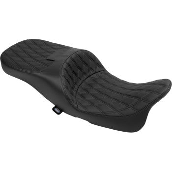DRAG SPECIALTIES SEATS Extended Reach Freedom Seat - Vinyl - Double Diamond - Black Stitch - FLT/FLH '09-'24 0801-1980