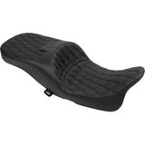 DRAG SPECIALTIES SEATS Extended Reach Freedom Seat - Vinyl - Double Diamond - Black Stitch - FLT/FLH '09-'24 0801-1980