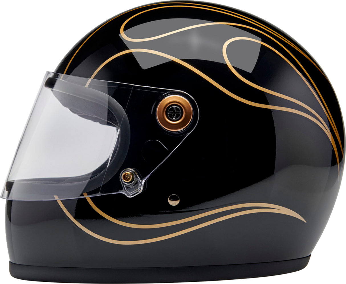 BILTWELL Gringo S Helmet - Gloss Black Flames - Large 1003-567-504