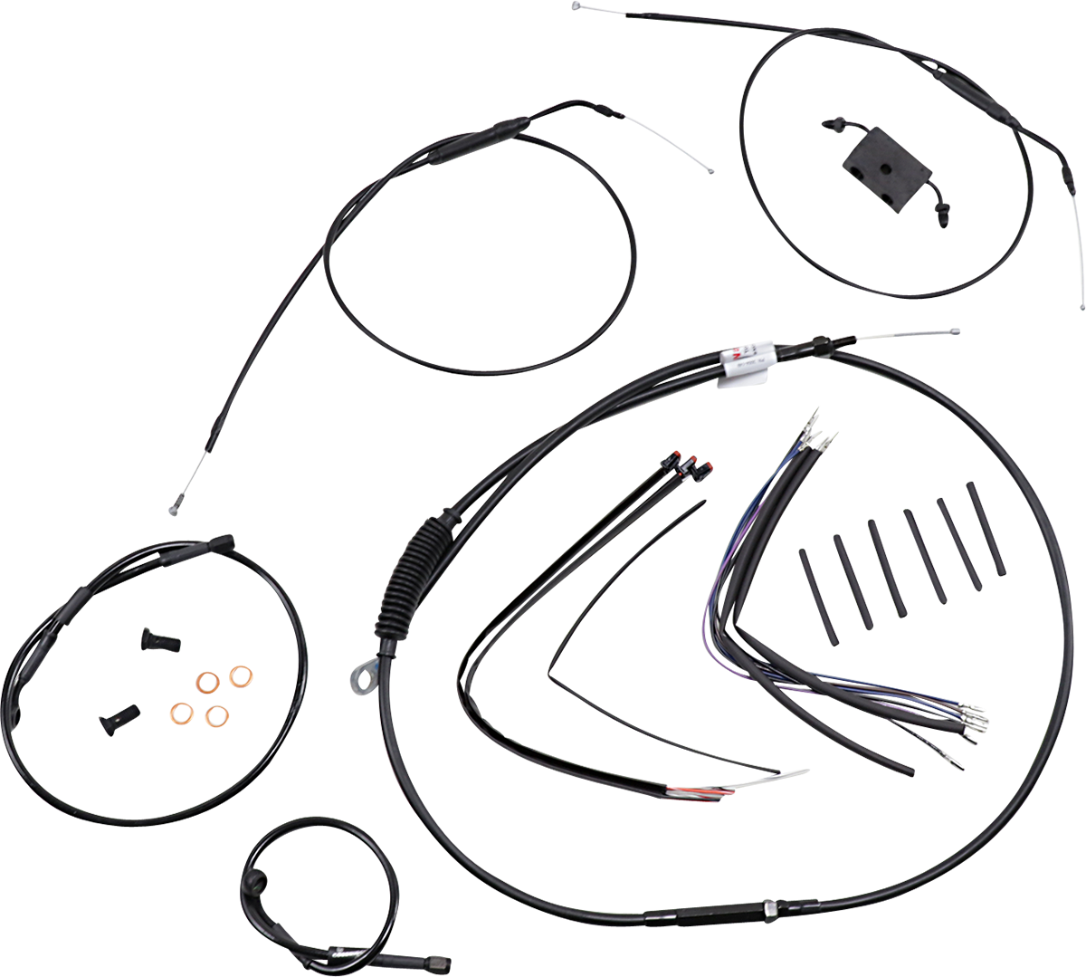 BURLY BRAND Handlebar Cable and Brake Line Kit - Extended - Sportsters - 12" Ape Hanger Handlebars - ABS B30-1229