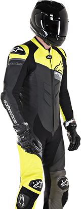 ALPINESTARS GP Plus Venom 1-Piece Leather Suit - Black/Yellow Fluorescent/Gray - US 48 / EU 58 3150818-1511-58