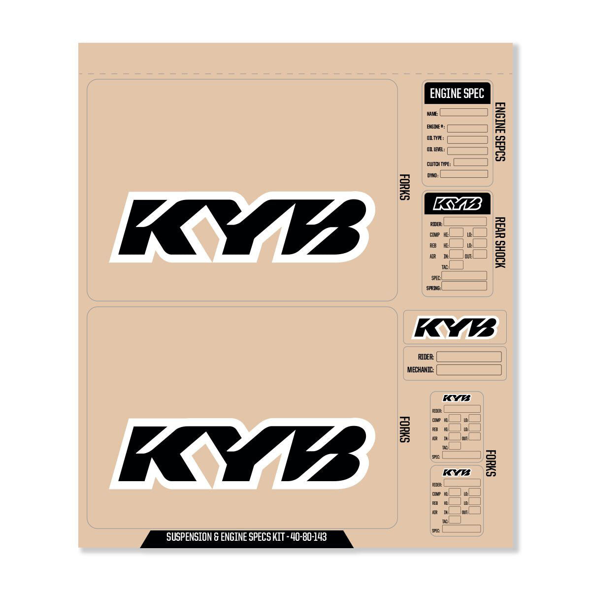 D-COR Kyb Decal Kit Black Kyb Fork/Shock/Eng Spec 40-80-143