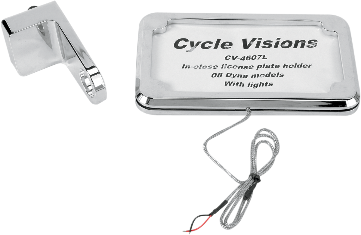 CYCLE VISIONS Vertical License Plate Mount with Light - '08-'17 FXD - Chrome CV-4607L