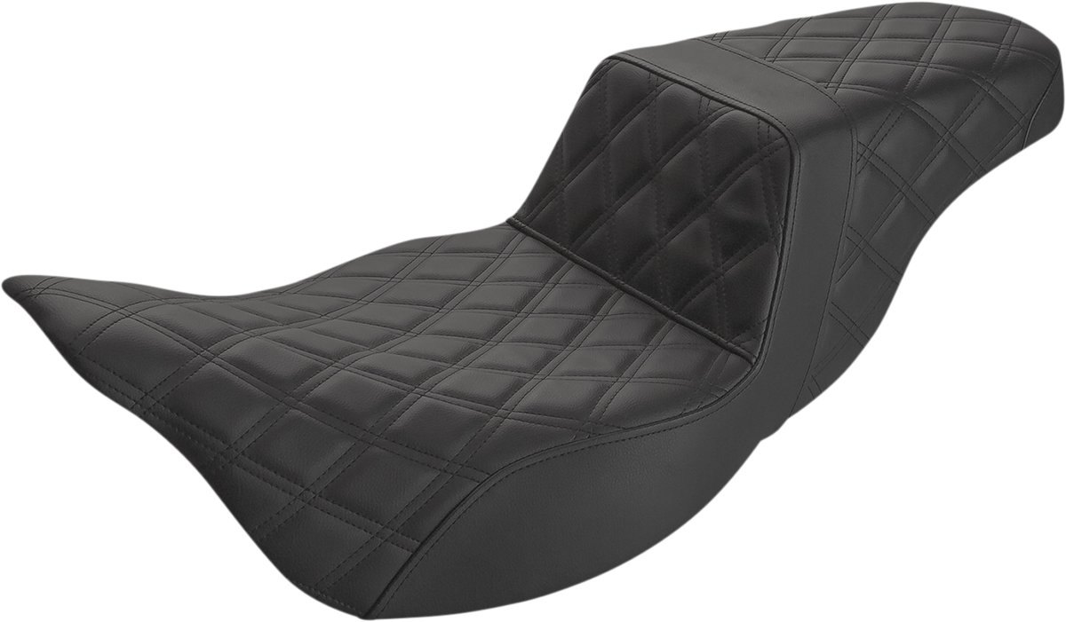 SADDLEMEN Step-Up Seat - Extended Reach - Full Lattice Stitch - Black - FL '08-'23 808-07B-175E