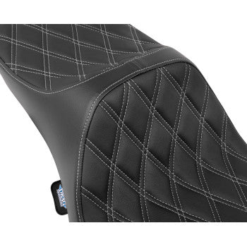 DRAG SPECIALTIES Predator III Seat - Extended Reach - Double Diamnd - Silver Stitching - FLH/FLT '08-'24 0801-1924